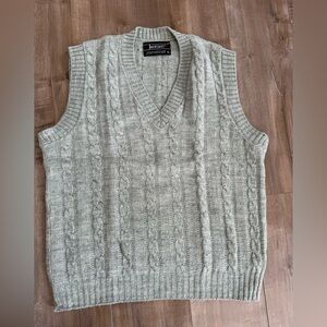 Vintage Jantzen Sweater Vest Cable Knit Men Medium Pistachio Green Grandpa